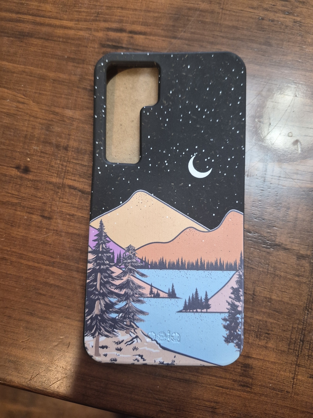 Scenic Night Mountain Lake Phone Case - pela- Black, Peach, Blue fits s25 phone
